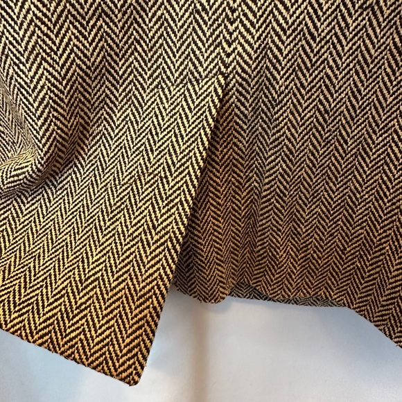 Vintage 100% Silk Ralph Lauren Women's Size 4 Herringbone Blazer Tan Black Italy - Picture 7 of 11